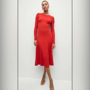 Veronica Beard Vibrant Red Long Sleeve Dress